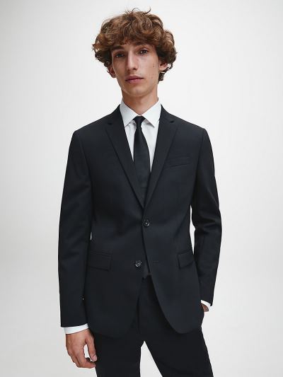 Calvin Klein Ruhák HU728661 | Calvin Klein Slim Single-Breasted Wool Stretch Férfi Blézer Fekete